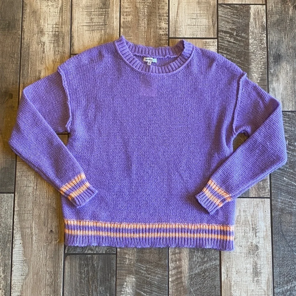 Purple Knit Sweater with peach Stripes 🆕